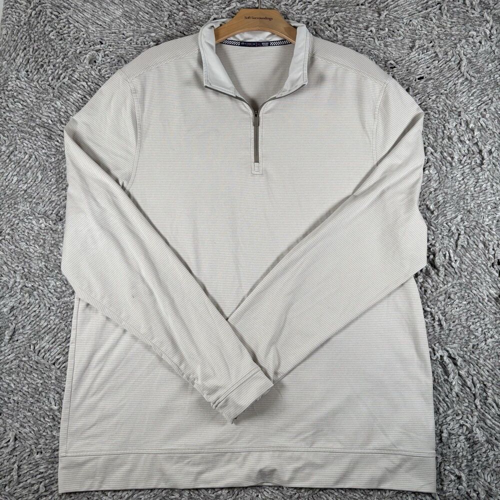 Southern Tide Tide To Trail 1/4 Zip Pullover Mens XL Beige Stripes Stretch Golf